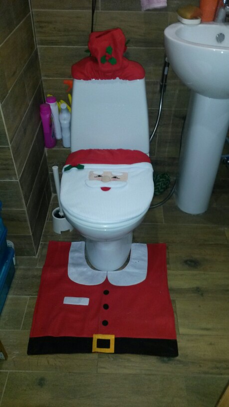 2016 Santa Claus Toilet Seat Cover and Rug Bathroom Set Contour Rug Christmas Decorations for Home Papai Noel Navidad Decoracion