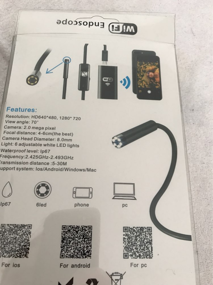 Zjuxin WiFi Endoscope 8mm Lens 1M 2M 3.5M 5M cable iphone endoscope camera IOS android with 6 led mini wifi endoscope