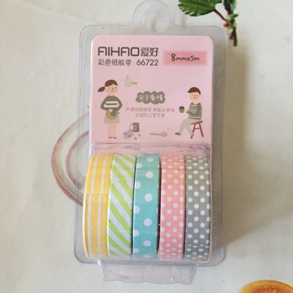 5 Pcs/Pack Candy Color Rainbow Striped Dots Washi Tape DIY Decorative Tape Color Paper Adhesive Tapes