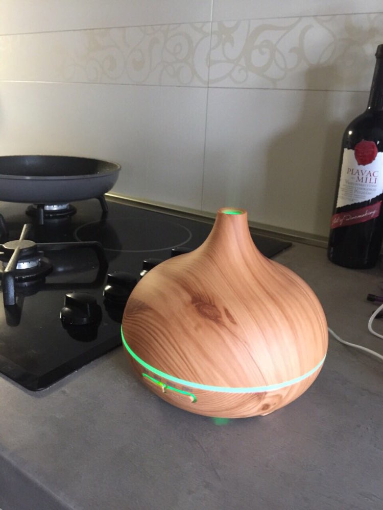 Air Humidifier Essential Oil Diffuser Aroma Lamp Aromatherapy Electric Aroma Diffuser Mist Maker for Home-Wood