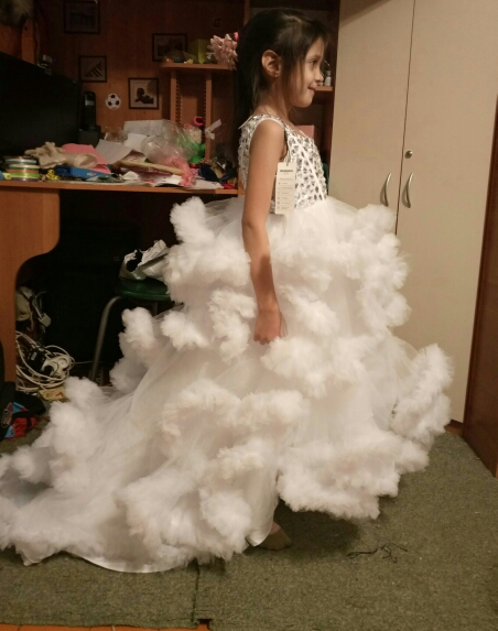 Puffy Ivory Flower Girl Dresses for Weddings Cloud Toddler Kids First Communion Dresses Pageant Dress Prom Dress for Little Girl