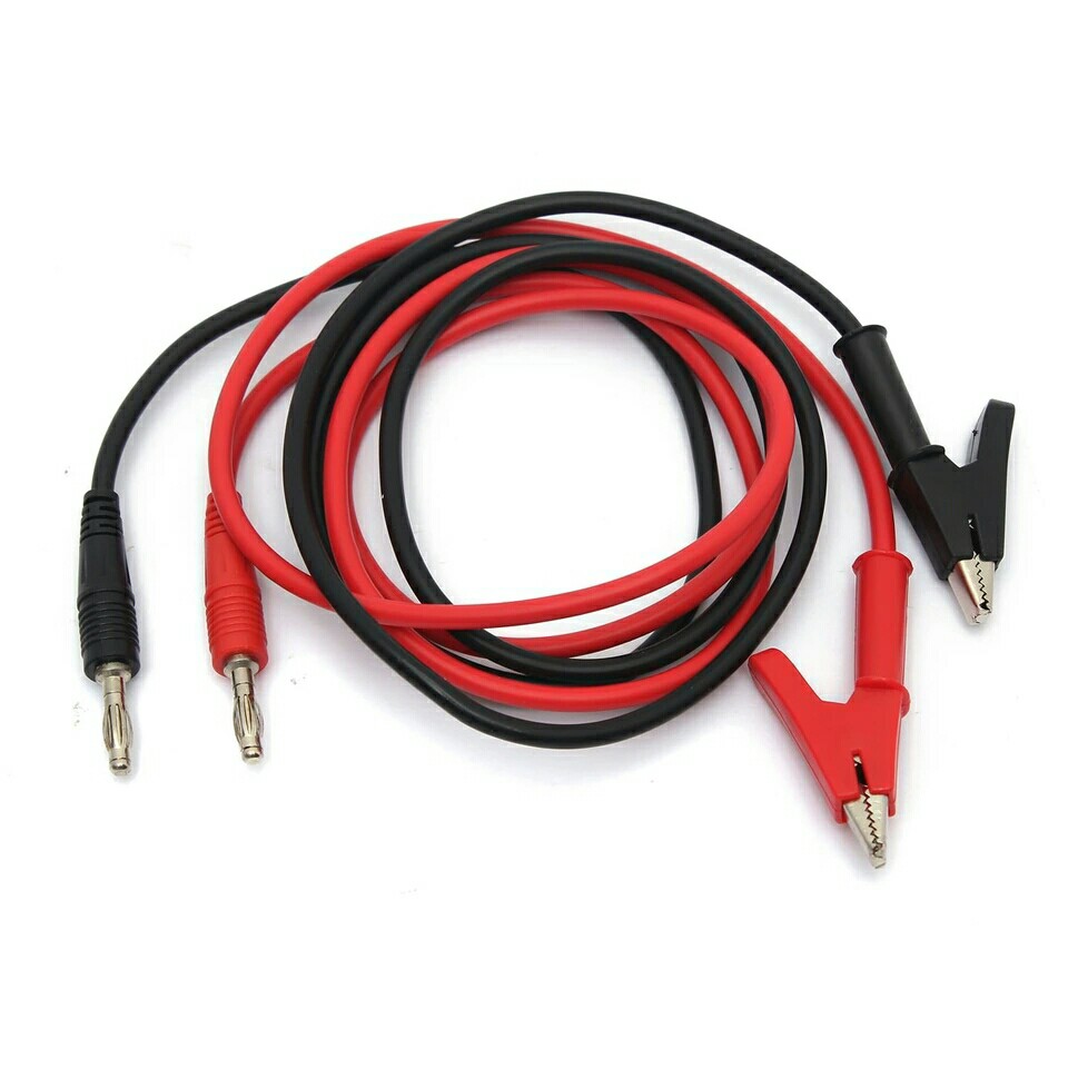 HUAHAO New 2Pcs 15A 4mm Red/Black Injection Banana Plug to Shrouded Copper Electrical Clamp Alligator Clip Test Cable Leads