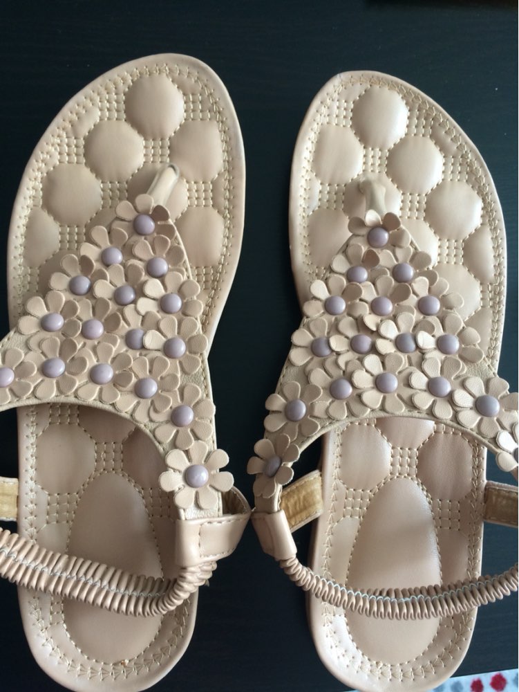 2016 Plus Size Sandalias Soft Leather Sloe Flat Women's Sandals Flower Decoration Flip Flop Beach Sandal Lady Summer Shoes F128
